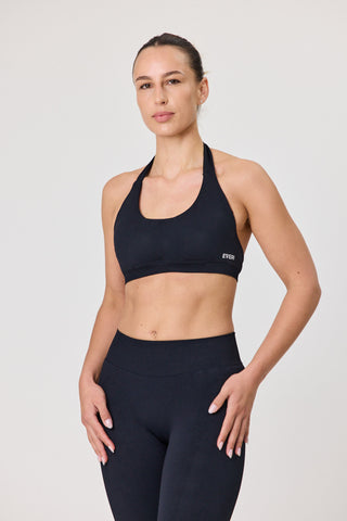 Halter Sports Bra - Black
