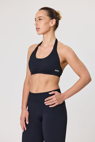 Halter Sports Bra - Black