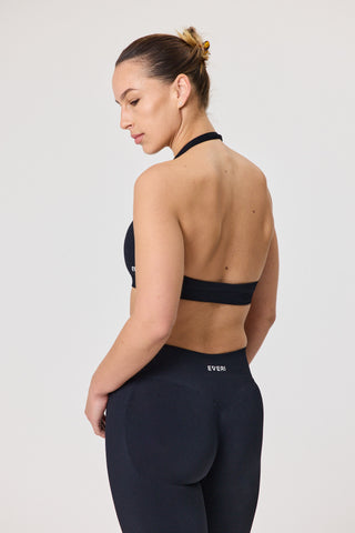 Halter Sports Bra - Black