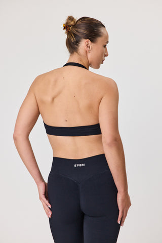 Halter Sports Bra - Black