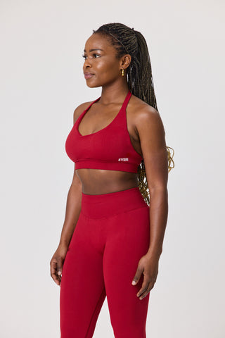 Halter Sports Bra - Crimson Heat
