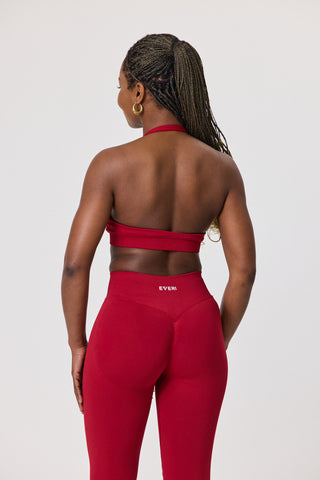 Halter Sports Bra - Crimson Heat