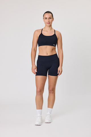 Cross Back Straps Sports Bra - Black