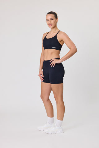 Cross Back Straps Sports Bra - Black