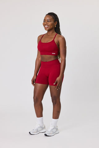 Cross Back Straps Sports Bra - Crimson Heat