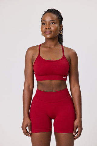 Cross Back Straps Sports Bra - Crimson Heat