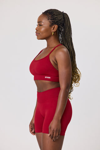 Cross Back Straps Sports Bra - Crimson Heat