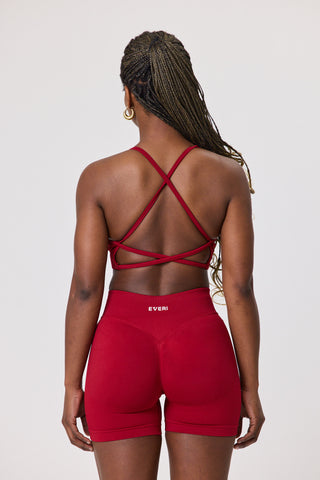 Cross Back Straps Sports Bra - Crimson Heat