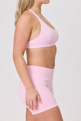 Halter Sports Bra - Baby Pink