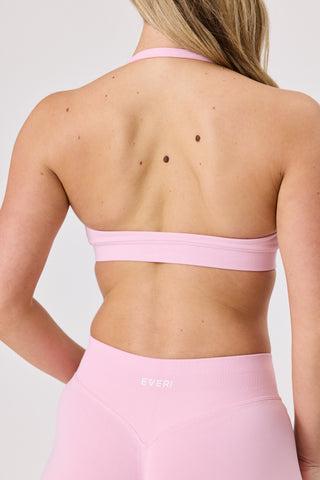 Halter Sports Bra - Baby Pink