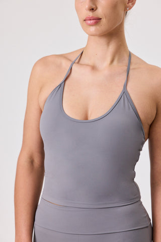 Serene Halter Tie Tank - Steel Grey