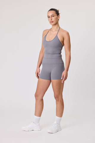 Foldover Waist Serene Shorts - Steel Grey