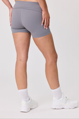 Foldover Waist Serene Shorts - Steel Grey