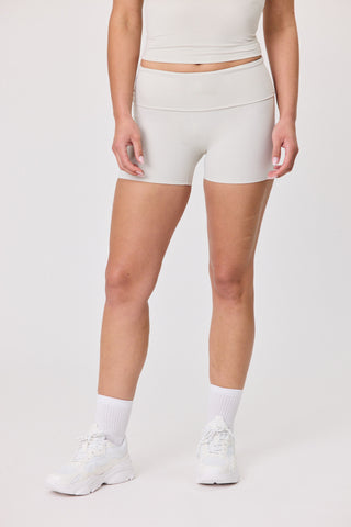 Foldover Waist Serene Shorts - Bone