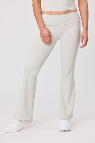 Serene Foldover Waist Flare Pants - Bone