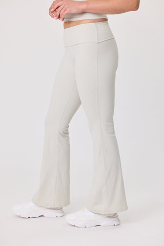 Serene Foldover Waist Flare Pants - Bone