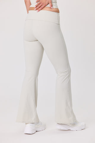 Serene Foldover Waist Flare Pants - Bone